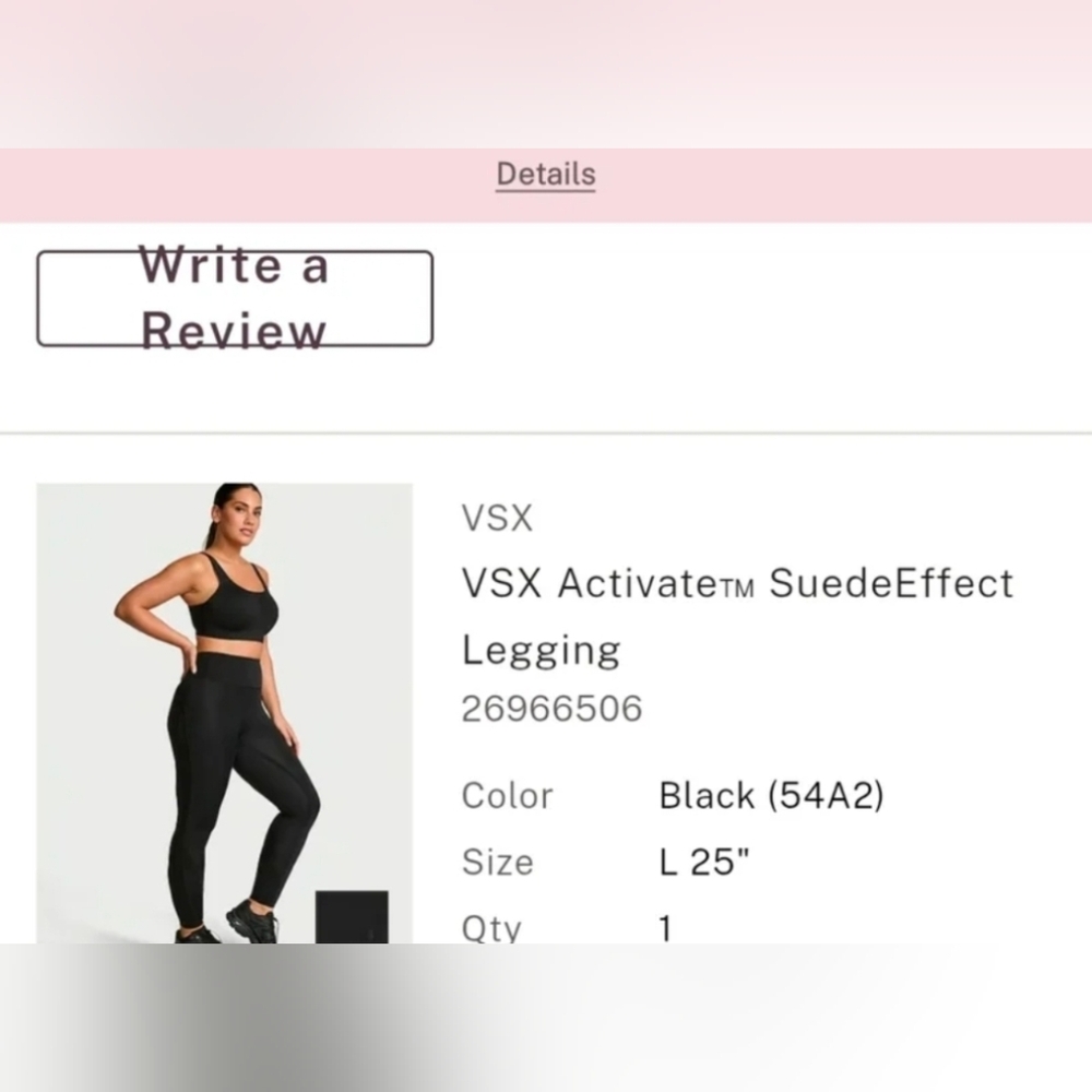 New Victoria Secret VSX Activate Suede Effect Legging Black Size Large